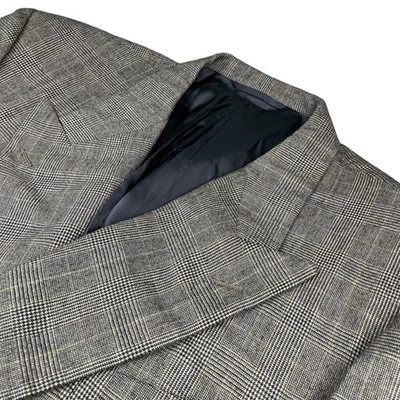 Blazer Hickey Freeman Para Hombre Franela de Lana Doble Pecho Negro a Cuadros • 48R Foto 1 de 4