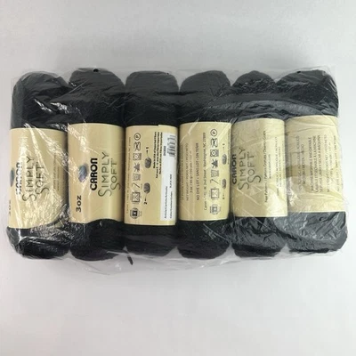 Carron Simply Soft Yarn , Lot 6 Skeins, Black 2680 , 3oz , New sealed - Image 1 of 4