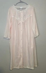 CAMICIA DA NOTTE VINTAGE MORBIDA DELICATA ROSA con PIZZO VANITY FAIR MANICA LUNGA VALZER TAGLIA 1X - Foto 1 di 11