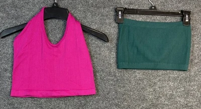 Лот из 2 Aura женщин размер маленький розовый с бретелью через шею и охотник зеленый трубка топы б/у в отличном состоянии - Изображение 1 из 4