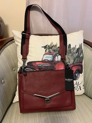 BOTKIER New York Valentina Flap Leather Crossbody Bag in port (burgundy). NEW - Image 1 of 4