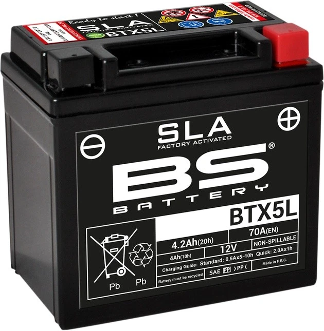 BS Battery SLA Factory Activated Maintenance Free Battery BTX5L #300670 Kymco Foto 1 de 1