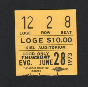 Boleto de concierto original raro de ELVIS PRESLEY 28 DE JUNIO 1973 KIEL AUD ST. LOUIS - Imagen 1 de 2