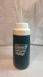 Vintage Green Coleman Tuffoams Insulated Water Bottle W/ Straw 32 oz Sports Camp - Picture 1 of 8