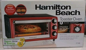 Hamilton Beach Toaster Oven 4-Slice Toaster and Broiler Red Fits 9" Pizza - Picture 1 of 6