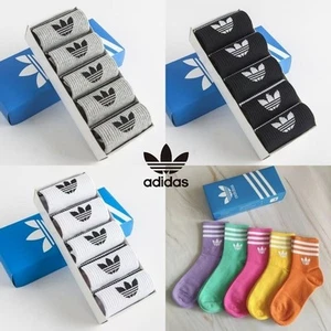 Adidas Socks 5 Pairs Pack Cotton Mid-Tube Casual Socks Unisex - Picture 1 of 12