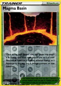 Juego de cartas coleccionables Pokémon Magma Basin Trainer poco común holograma inverso 144/172 estrellas brillantes - Imagen 1 de 2
