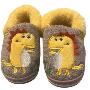 Toddler Dinosaur Slippers US Size 8-9 Fuzzy Warm Plush Indoor House Shoes Cute - Picture 1 of 6
