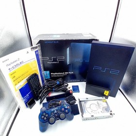 PlayStation 2 Console Midnight Blue SCPH-50000 Boxed HDD Stand Remote Japanese