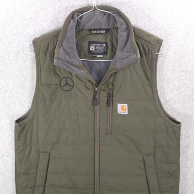 Carhartt Rain Defender Green Insulated Nylon Full Zip Outdoor Vest Mens Medium - Image 1 of 4