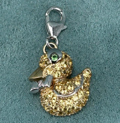 Dije de oro de 14 quilates pato citrino peridoto diamante pavimentado clip en 585 2,8 g Foto 1 de 4