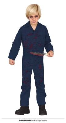 GUIRCA CARNEVALE HALLOWEEN VESTITO TUTA INSANGUINATA MICHAEL MYERS JASON BAMBINO