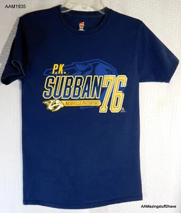 T-shirt blu Nashville Predators NHL taglia small PK Subban 76 Hanes - Foto 1 di 5