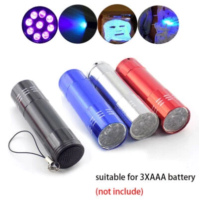 9LED Flashlight UV Ultra Violet Purple Flash Torch Light lamp blacklight AAA bat - Bild 1 von 4