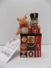 Jim Shore Teddy Bear and Nutcracker in Bag Ornament FAO Schwarz NYC NOS w/ Tag