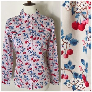 Cath Kidston Cherry Print Top Size UK 6 US 2 Pink Shirt NWOT - Picture 1 of 7