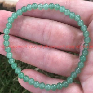 Lovely Small Natural 6mm Green Aventurine Gems Round Bead Stretch Bracelet 7.5in - Picture 1 of 6