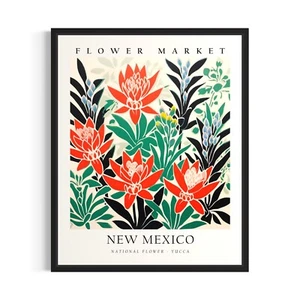 New Mexico State Flower Market Art Print Poster Wall Art Painting Artwork - Picture 1 of 5