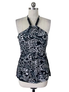 Saint Tropez Y2K Halter Top Womens Small Black Paisley Beaded Whimsigoth Boho - Bild 1 von 8