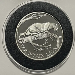 Mountain Lion Wildlife Series Coin 2 Troy Oz .999 Fine Silver Rare Round Medal - Picture 1 of 16