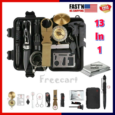 13 In 1 Outdoor Emergency Gear Survival Kit Camping Hiking Tactical Backpack US • 20.85$