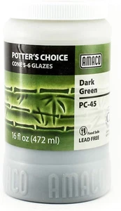 Amaco Potters Choice Hi Fire (Cone5-6) Glaze - Pint # PC-45 -Dark Green - Picture 1 of 12