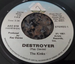 THE KINKS 45 " Destroyer / Back To Front " ARISTA Canada 1981' - Picture 1 of 2