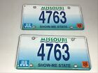 2008 Missouri License Plate Pair Personalized. Tag# 4763