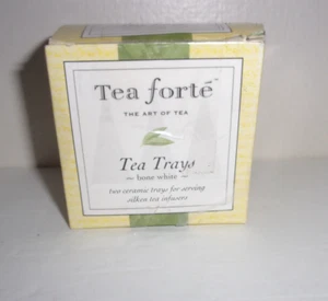 2 Tea Forte'  Ceramic Bone White Tea Trays For Serving Silken Tea Infusers - Picture 1 of 10