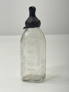 Glas Baby Flasche gemarkt 4 Unzen beidseitig klar Vintage Hebamme - Bild 1 von 7