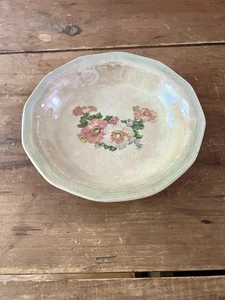 Antique Salem China Floral Motif Luster Glaze Mint Green Rimmed Bowl - Picture 1 of 9