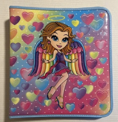 Carpeta con cremallera Lisa Frank Angel 3 anillos con carpetas vintage años 90 - ¡Bonita forma! Raro Foto 1 de 4