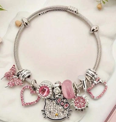 *Hello Kitty* Pulsera Joyería Estrás - Anime Kawaii Cristal Regalo Navidad Foto 1 de 3