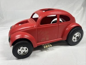 VINTAGE 1970 Hawk Model Co. USA Volkswagen VW Beetle Bug Plastic Toy Car Red - Picture 1 of 6