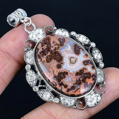 Colgante hecho a mano de jaspe de grano de café enchapado en plata 925 de 2,56" Foto 1 de 3