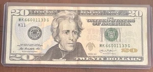 2013 $20 Twenty Dollar Bill Fancy Serial Number Quad Doubles 66001133 - Picture 1 of 2