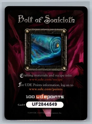 World of Warcraft TCG 2009 Bolt of Soulcloth 100 UDE Points WOW Expired Code - Image 1 of 2