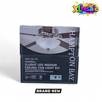 Hampton Bay 2-Light Ceiling Fan LED Light Kit White Glass Bowl Fixture NEW