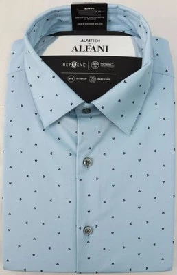 Alfani Mens Slim fit Dress Shirt , Blue Small 14-14.5 in  32-33 - Image 1 of 4