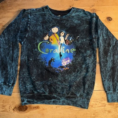Coraline Group Poster Tie-Dye Juniors Teal Blue Sweatshirt Palace SMALL BoxLunch - Image 1 of 4