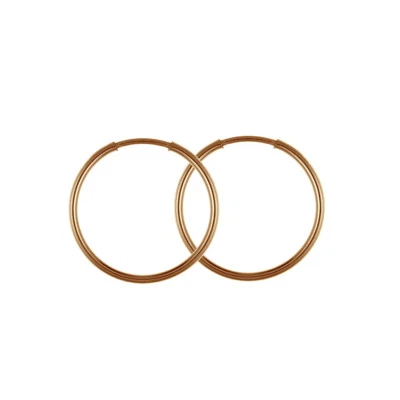 9ct Rose Red Gold Sleepers Pair Of Hoop Earrings 15/18mm NEW - Image 1 of 3