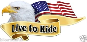 LIVE TO RIDE AMERICA WEISSKOPFSEEADLER AUTOAUFKLEBER WERKZEUGKASTEN AUFKLEBER HARD HAT STICKER - Bild 1 von 1