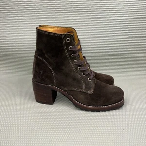 FRYE Sabrina Wildleder-Schnürstiefeletten Damengröße 6,5 M Combat Vibram-Sohlen - Bild 1 von 10