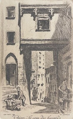 Thiers le coin des hasards c 1930  pointe sèche de Jaffeux 1902-1940 Puy-de-Dôme - Photo 1/4