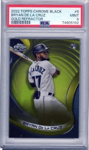 2022 Topps Chrome Black #5 Bryan De La Cruz POP 1 Gold Refractors PSA 9 Mint - Picture 1 of 1