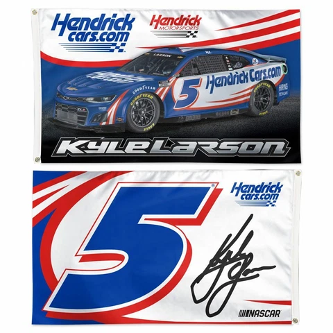 Kyle Larson 2022 Wincraft #5 Hendrickcars.com 3' x 5' 2 Sided Flag FREE SHIP Cover