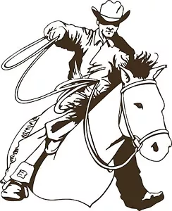 Cowboy Horse Calf Roping Rodeo Western Car Truck Window Wall Vinyl Decal Sticker - Picture 1 of 2