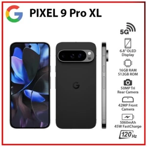 Google Pixel 9 Pro XL 16GB+512GB OBSIDIAN BLACK Unlocked Android Mobile Phone - Afbeelding 1 van 7
