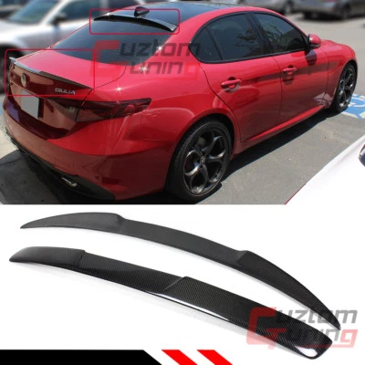 FOR 2017-2022 ALFA ROMEO GIULIA CARBON FIBER REAR WINDOW ROOF + VQ TRUNK SPOILER - Image 1 of 4