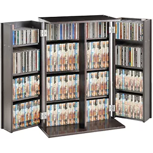 VEVOR Media Storage Cabinet 4 Layers Adjustable DVD Shelves 576 CDs Espresso - Picture 1 of 12